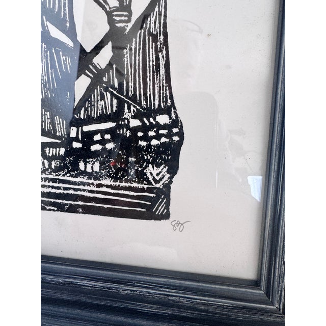 Vintage Framed Nautical Ship Block Print, Signed For Sale In Charleston - Image 6 of 8