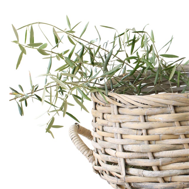 28" Extra Large round vintage basket with handles. Were crushing on it's vintage weathered patina and irregular squatty...