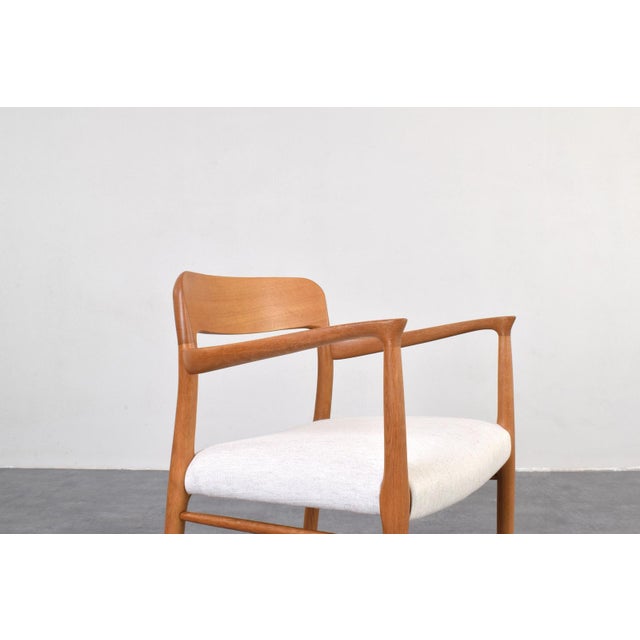 Beige Mid-Century Modern Danish Model 56 Armchair by Niels O. Møller for J.L. Møllers, 1950s For Sale - Image 8 of 13