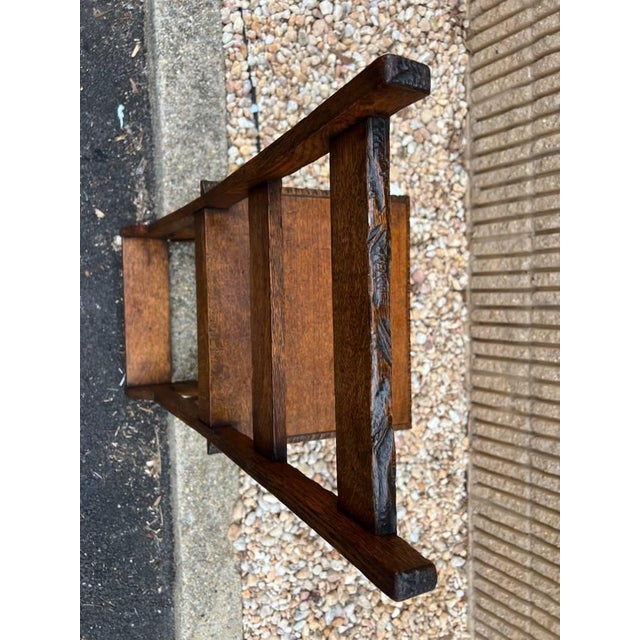 English 19th Century Solid Tiger Oak Metamorphic Side Chair/Library Ladder For Sale - Image 3 of 11