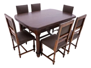Antique Table with Chairs, 1880, Set of 7