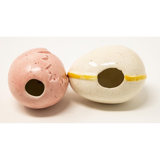 Folk Art Mid 20th Century Ceramic Glazed Eggs- Set of 2 For Sale - Image 3 of 11