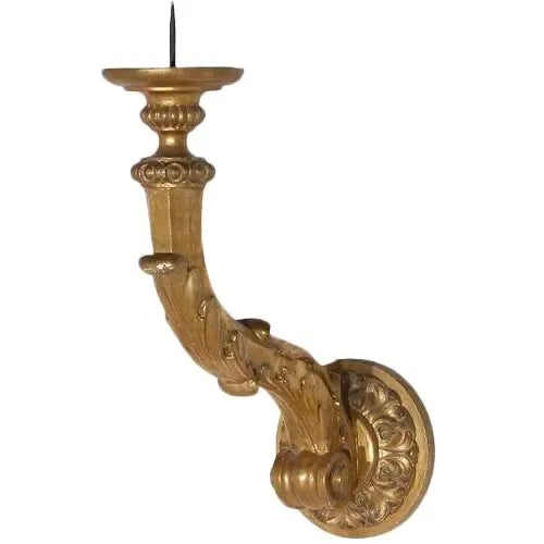 1890s Italian Hand Carved Wooden Candle Sconce For Sale - Image 12 of 12