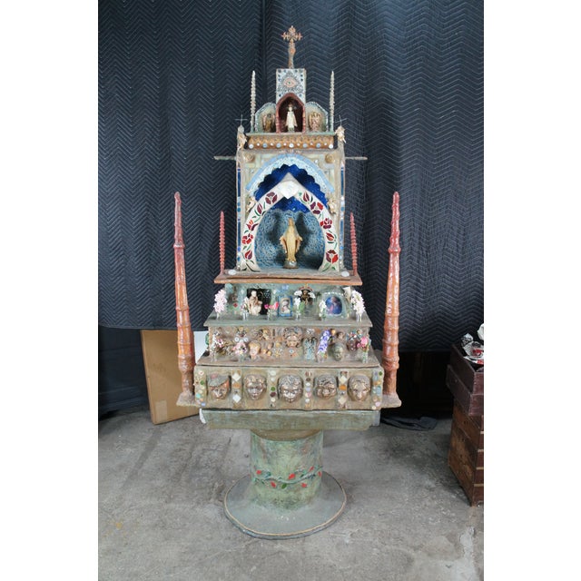 1990s 1990s Ann Ruff Large Figural Tiered Folk Art Sculpture Altar Church Shrine Statue 91" For Sale - Image 5 of 18