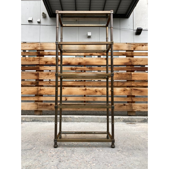 Aged Brass Étagère From Mastercraft For Sale - Image 10 of 13