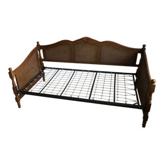 French Country Horchow Caned Twin Size Sofa Bedframe For Sale