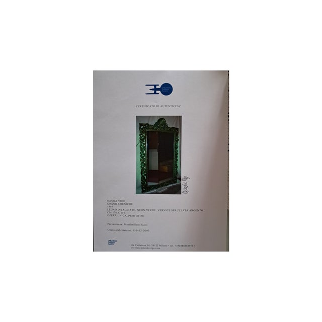 Green Large Cornice Mirror by Nanda Vigo, 1995 For Sale - Image 8 of 9
