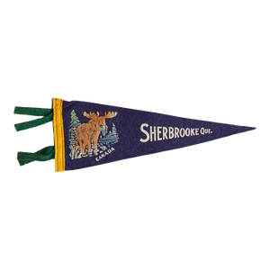 Vintage Sherbrooke Quebec Canada Felt Flag Pennant