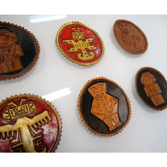 Peruvian Leather Plaques, 1950s, Set of 8 For Sale - Image 3 of 11