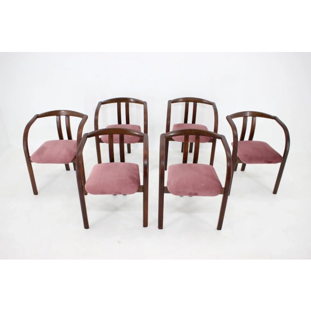Wood Dining & Side Chairs from Ton, 1980s, Set of 6 For Sale - Image 7 of 9