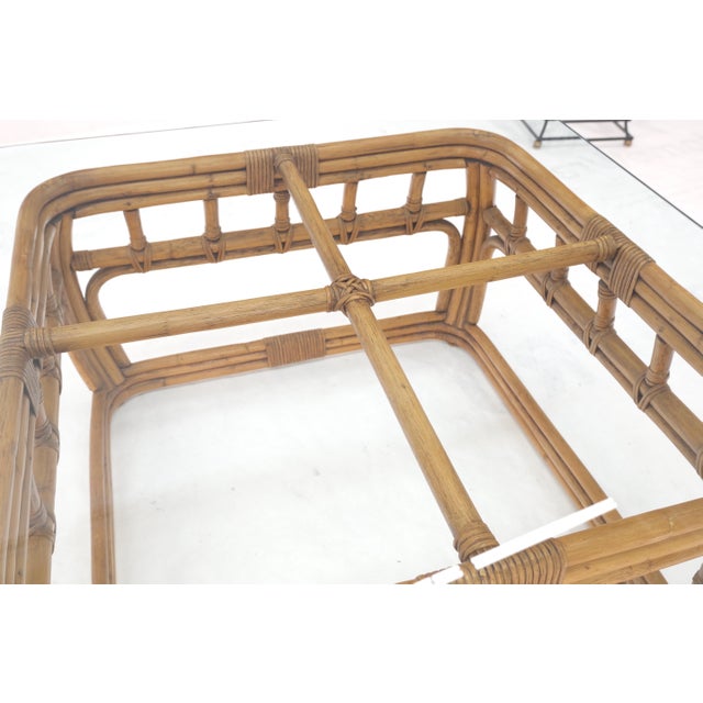 Mid 20th Century Ficks Reed Bamboo & Reed Square Glass Top Coffee Table c.1970s Mint! For Sale - Image 5 of 11