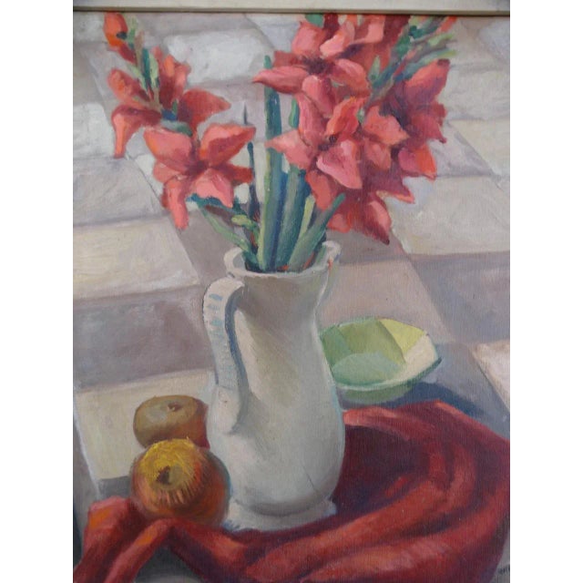 1940s Floral Still Life Oil Painting by Ruth Emerson, Framed For Sale - Image 4 of 6