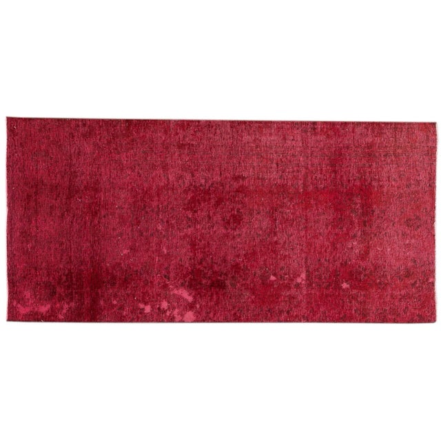 Mid 20th Century Vintage Overdyed Scatter Wool Rug For Sale In New York - Image 6 of 8