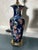 1 Speer Ceramic Lamp, Blue Background Multicolored Floral with Gold Accents, Brass Base and Finial.