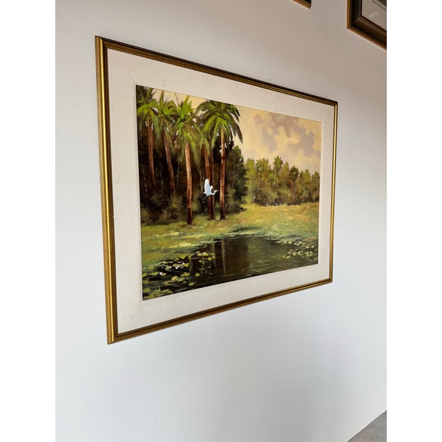 This captivating oil on canvas painting by artist Nandor Horthy beautifully captures the serene beauty of a tropical...