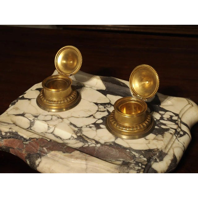 Bronze Large Antique French Marble and Bronze Inkwell, Circa 1880 For Sale - Image 8 of 11