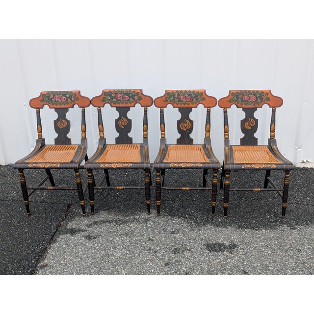 American 19th C. Baltimore Ebonised & Painted Bergere Side Chair, 1880s For Sale - Image 3 of 14