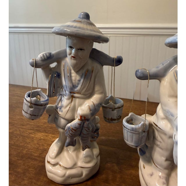 1940s Chinese Blue and White Figurines For Sale - Image 12 of 12