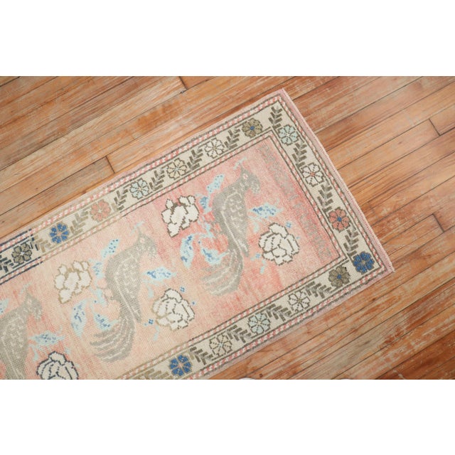 Mid 20th Century Vintage Pictorial Pigeon Turkish Rug - 1'11" x 4'1" For Sale - Image 5 of 7