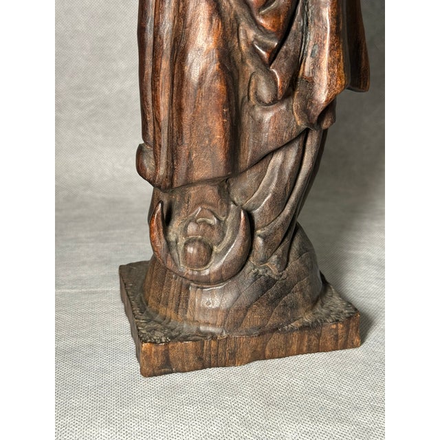 Wooden Madonna and Child Sculpture, 1950s For Sale - Image 4 of 13