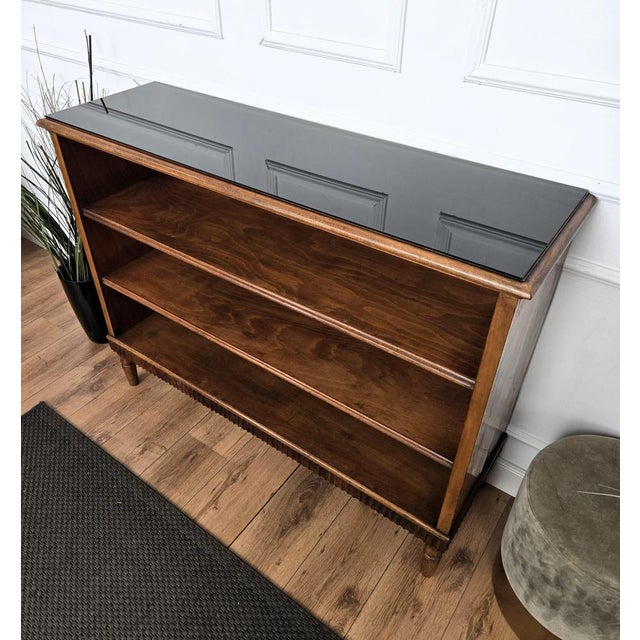 Wood Mid-Century Italian Walnut and Burl Wood Three-Shelf Open Bookcase, 1950s For Sale - Image 7 of 9