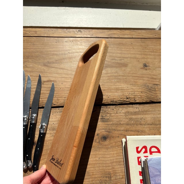 Late 20th Century French Laguiole Steak with Black Handles and Cutting Board Knife Set - 7 pcs For Sale - Image 15 of 16
