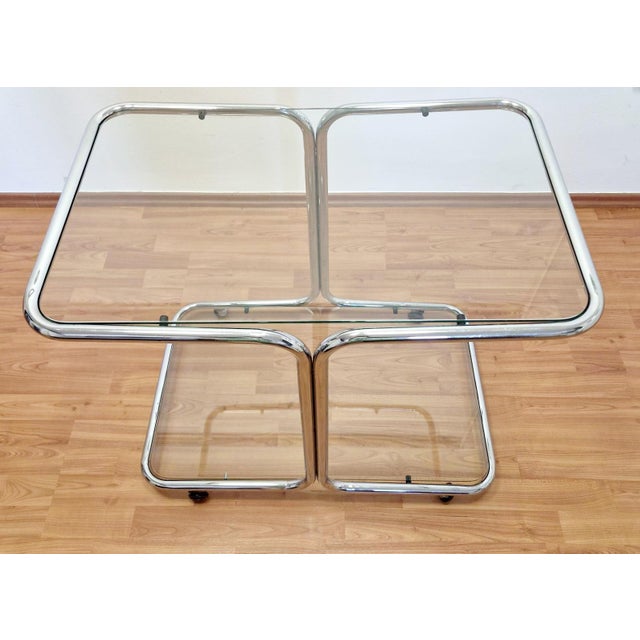 Mid-Century Modern Mid-Century Modern Chrome and Glass Bar Cart, Italy, 1960s For Sale - Image 3 of 14