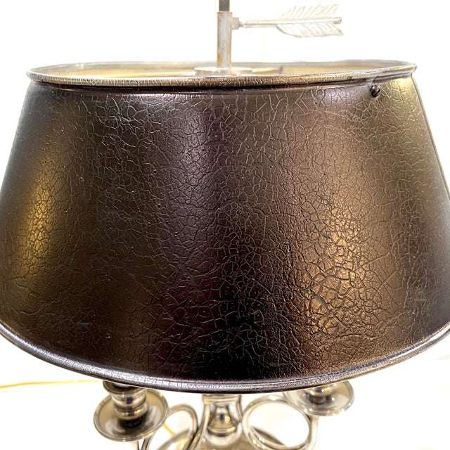 Vintage Silver Plated Bouillotte Lamp - Three Arms For Sale - Image 4 of 15