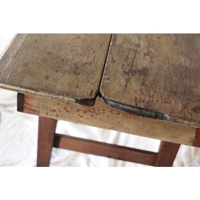 Brown Antique Farmhouse Dining or Harvest Table For Sale - Image 8 of 14