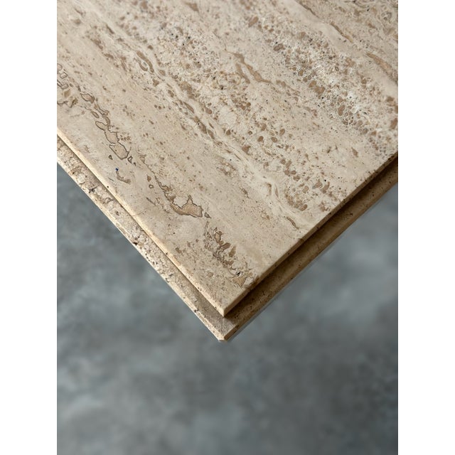 1970s Maurice Villency Italian Travertine Pedestal Table For Sale In New York - Image 6 of 7