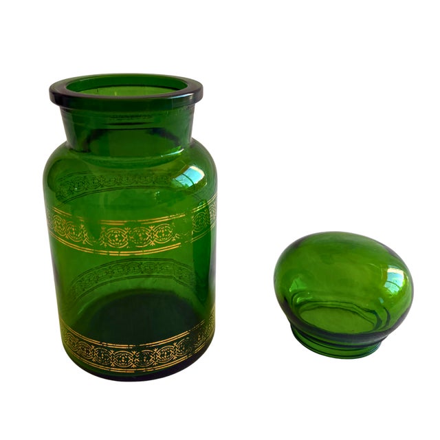 Belgian Cobalt Green Apothecary Jars, 1920s, Set of 3 For Sale - Image 6 of 10