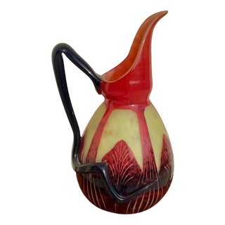 Spiral Jug in French Glass by Charles Schneider For Sale