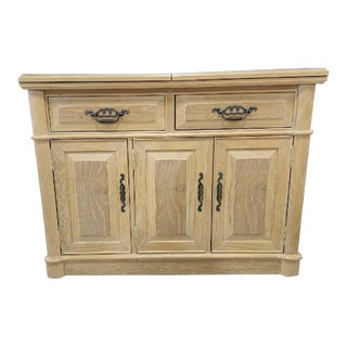 1990s Vintage Thomasville White Washed Oak Server For Sale