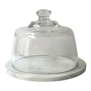 Italian Marble and Glass Cheese or Pastry Dome
