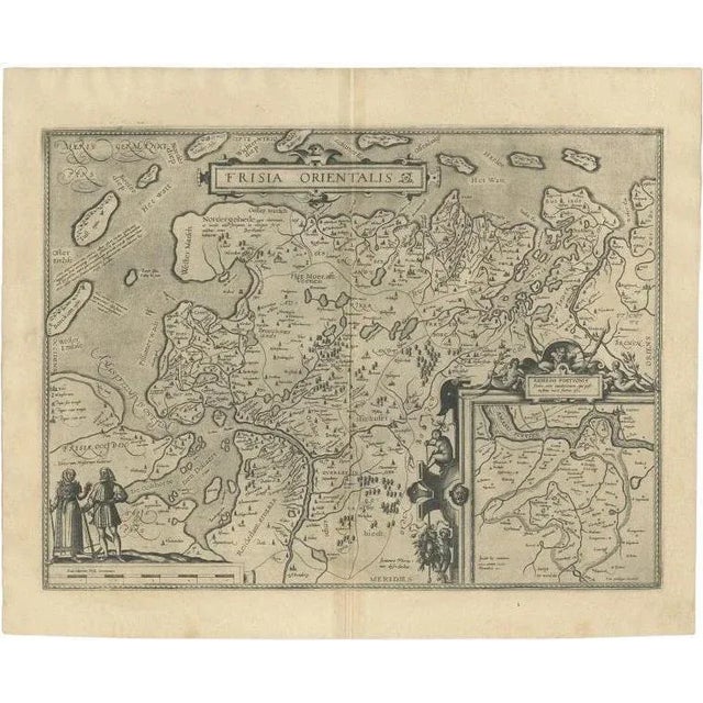 Antique Map of East Frisia by Ortelius, 1595 For Sale - Image 5 of 5