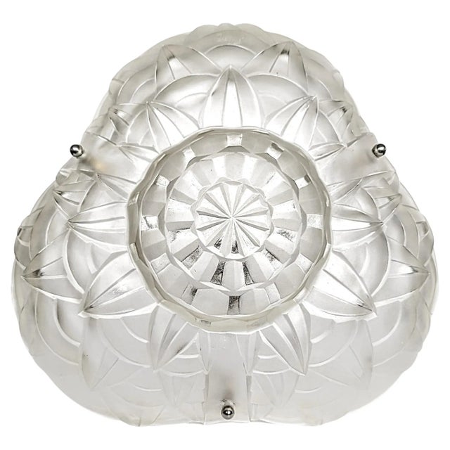 Mid 20th Century French Art Deco Pendant Chandelier Signed by Degue For Sale - Image 5 of 8