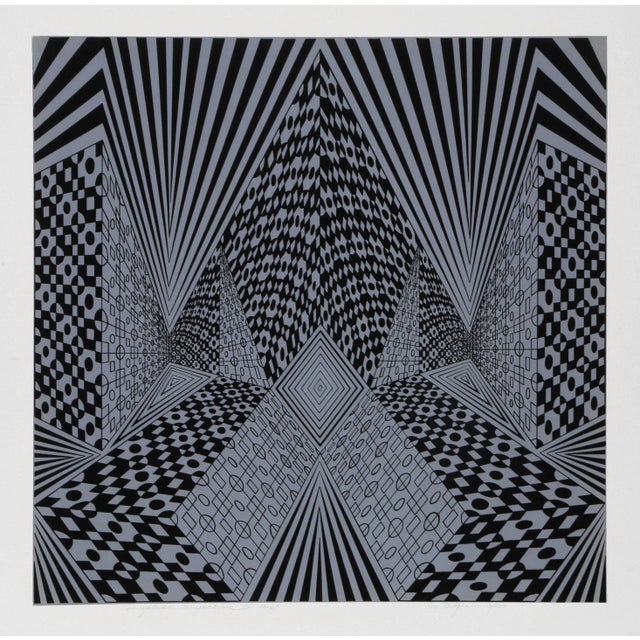 Op Art 1960s Roy Ahlgren, "Conceptual Perspective Ii", Op Art Screenprint For Sale - Image 3 of 3