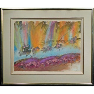 1980s Mark Dickson Untitled Mix Media, Pastel and Watercolor Abstract Hand Signed For Sale