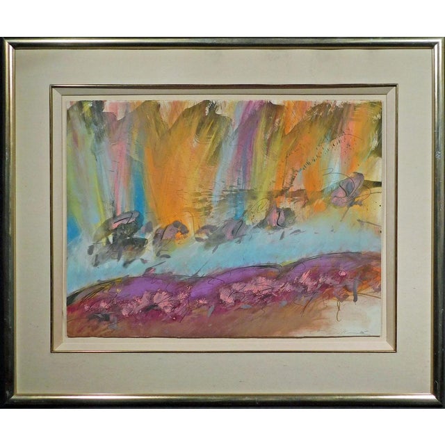 1980s Mark Dickson Untitled Mix Media, Pastel and Watercolor Abstract Hand Signed For Sale