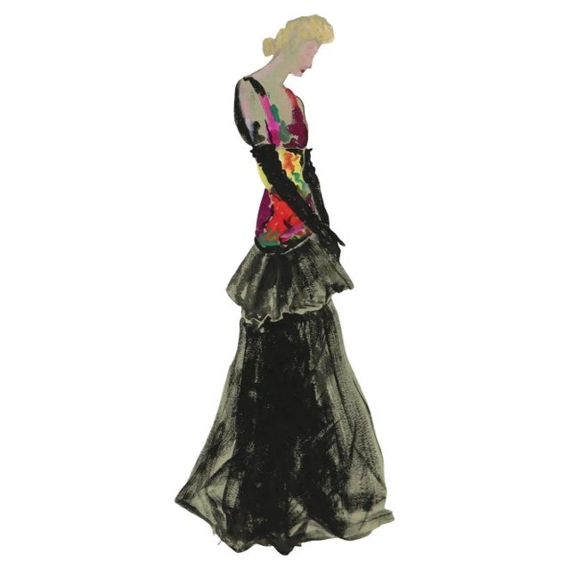 Expressionism 1950s Fashion Dress Watercolor Painting by Orval Hempler For Sale - Image 3 of 8