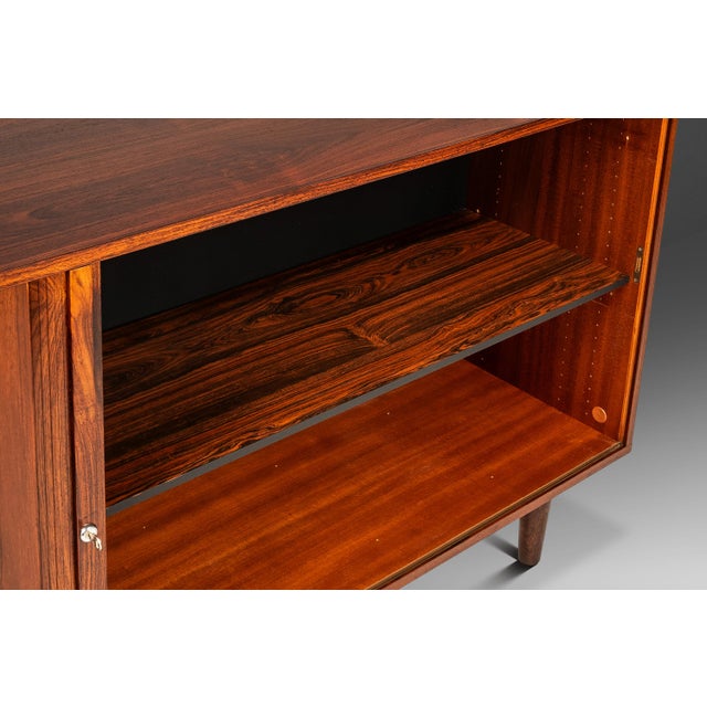 Mid-Century Danish Modern Rosewood Credenza / Cabinet W/ Tambour Door Attributed to Marius Byrialsen for Nipu Møbelfabrik, Denmark, C. 1960s For Sale - Image 10 of 18
