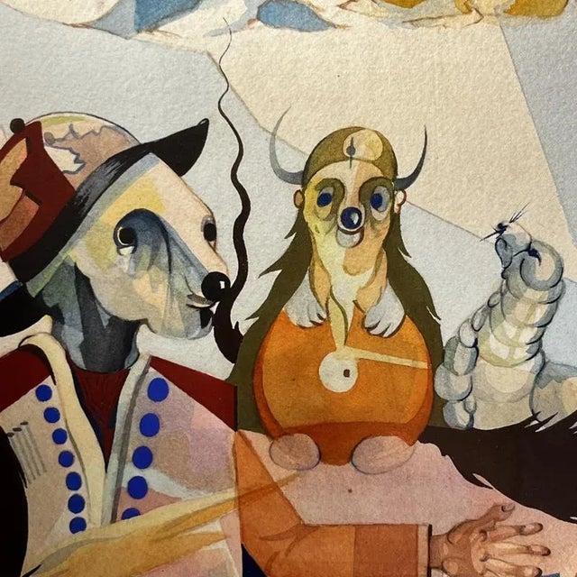 David, Cubo-Surrealist Composition, 1974, Mixed Media on Paper, Framed For Sale - Image 4 of 13