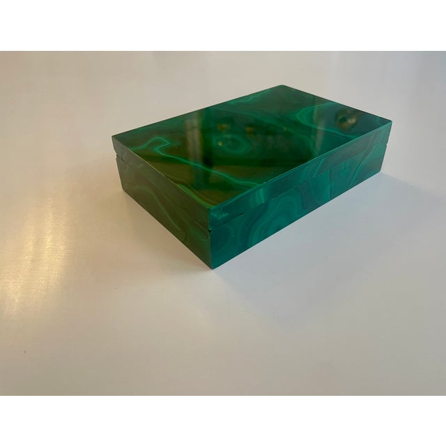 Malachite Box with Gilt Sterling Silver Hinge, 1950 For Sale - Image 10 of 10