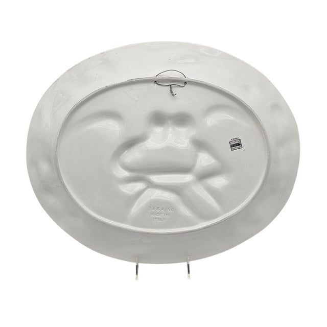 Ceramic Italian Della Robbia Style Angels Oval Wall Platter 19.5" Glazed Relief Fruit For Sale - Image 7 of 14
