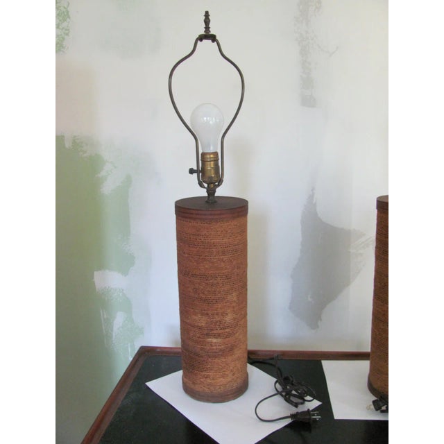 Brown 1960s Vintage Frank Gehry Style Cardboard & Wood Table Lamp For Sale - Image 8 of 8