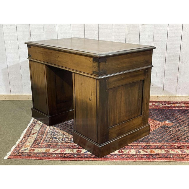 English Desk in Walnut with Oak and Leather Top For Sale - Image 17 of 18