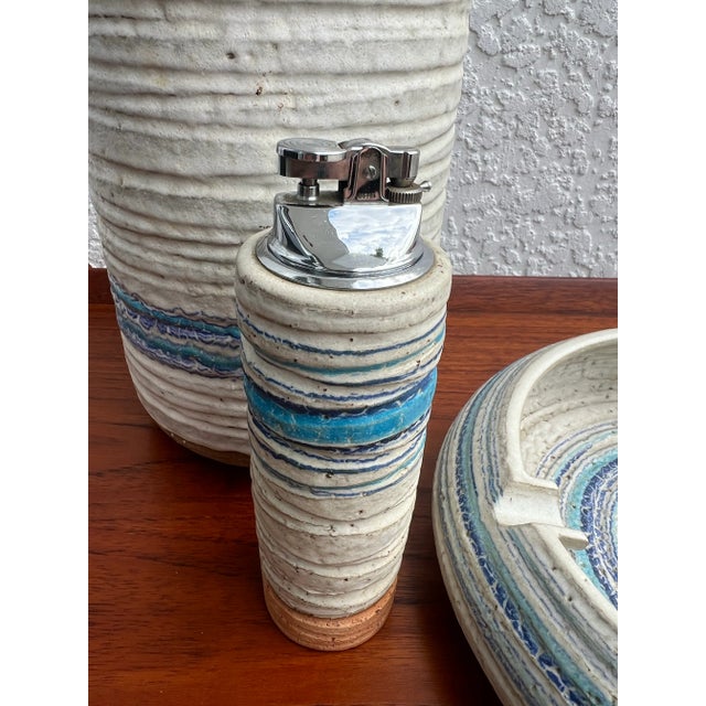 Italian 1960’s Italian Aldo Londi “Pietra” Vase, Ashtray, & Table Lighter for Bitossi - Set of 3 For Sale - Image 3 of 10