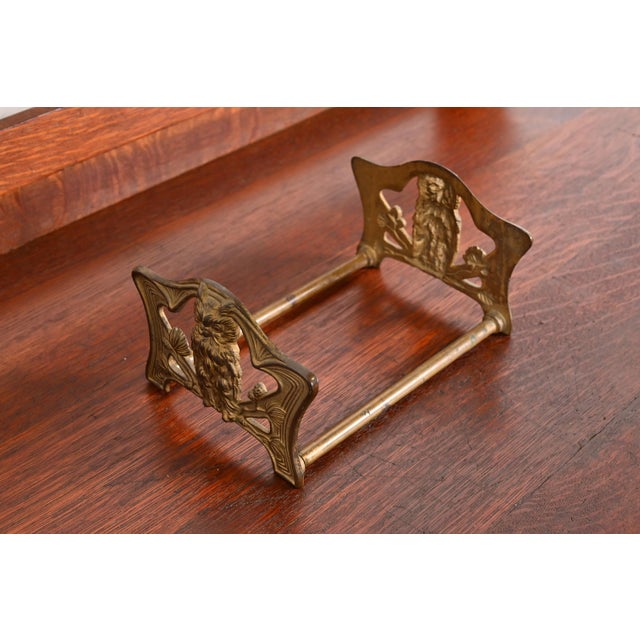 Bradley Hubbard Antique Art Nouveau Bronze Owl Expandable Book Rack, Circa 1910 For Sale - Image 4 of 12