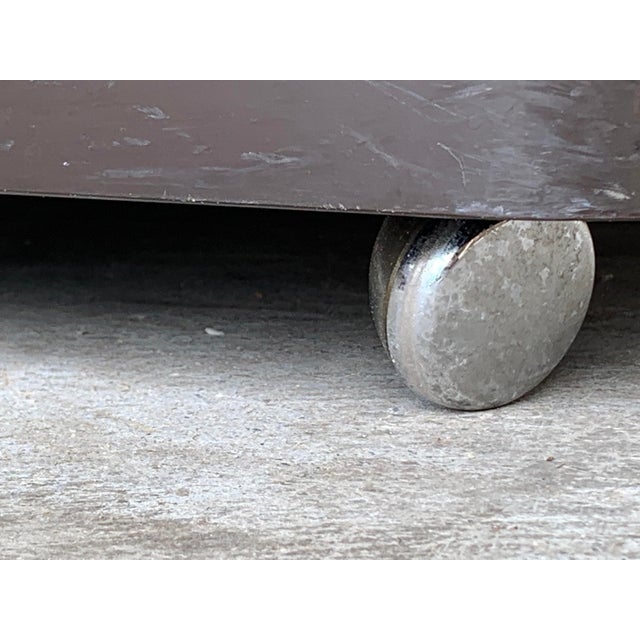 Space Age Vintage Side "Game" Table in Smoked Plastic With Wheels, by Longato For Sale - Image 6 of 7