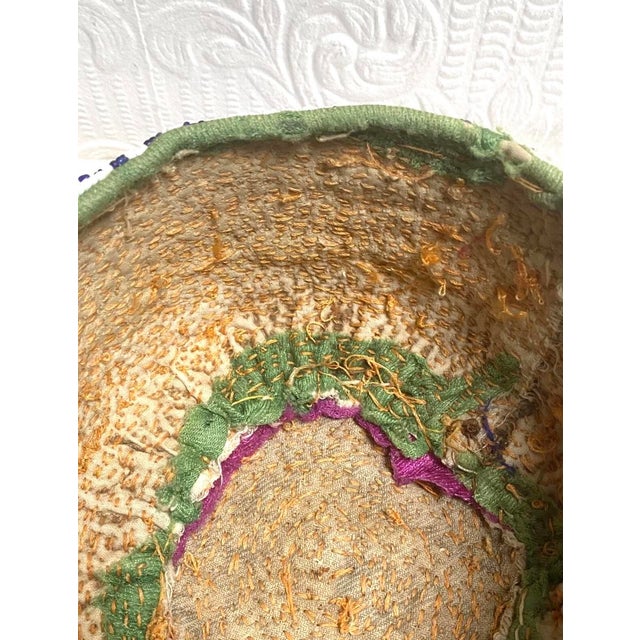 White 1940s Vintage Hand Made Beaded Pashtun Afghanistan Hat For Sale - Image 8 of 12